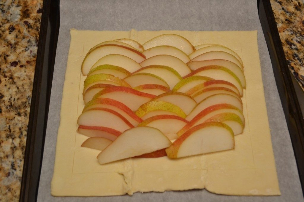 Layer your pears inside the center of the dough