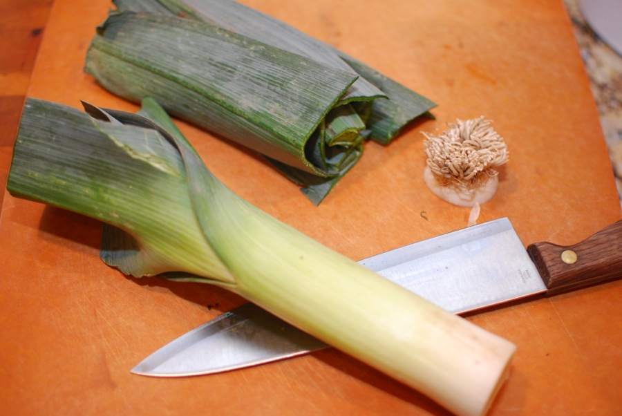 Add most of one leek to the soup