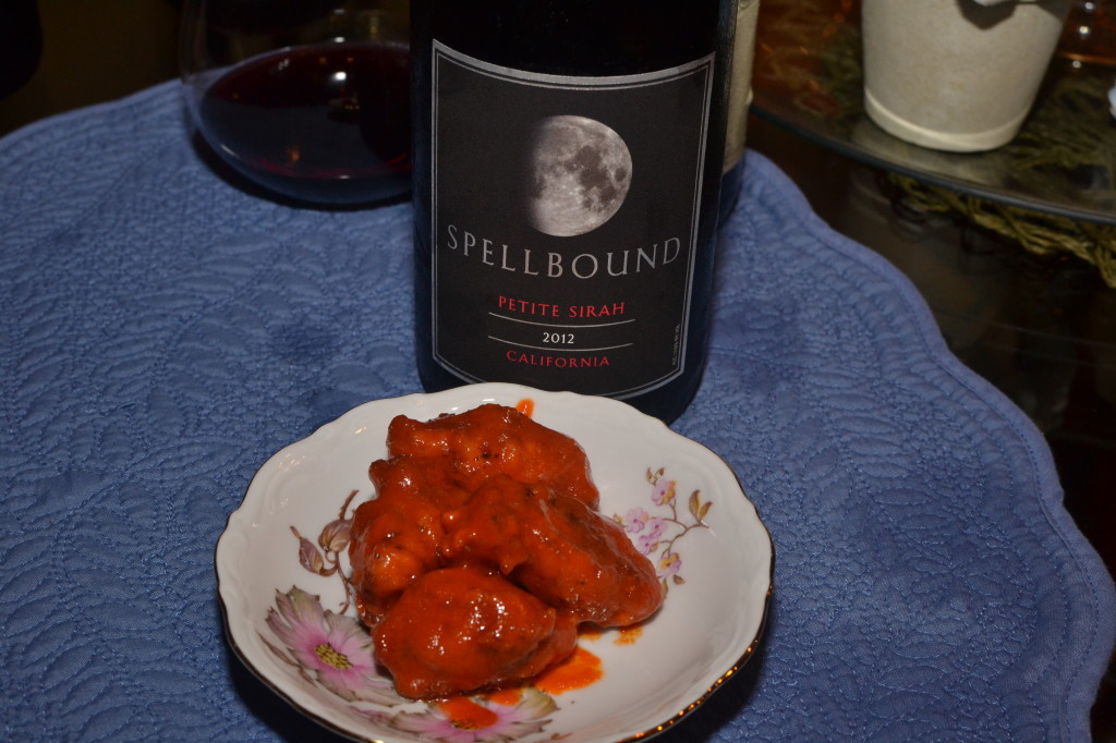 Spellbound 2012 Petite Sirah paired with spicy hot chicken wings
